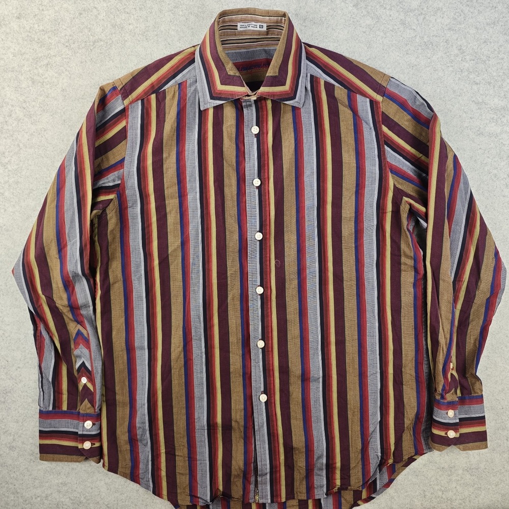 Robert‎ Graham Shirt Mens Small Long Sleeve Button Up Brown Multicolor Striped